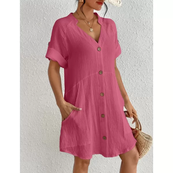 Bsubseach Cotton Swimsuit Cover Up for Women Button Down Bikini Coverups Beach Dress
