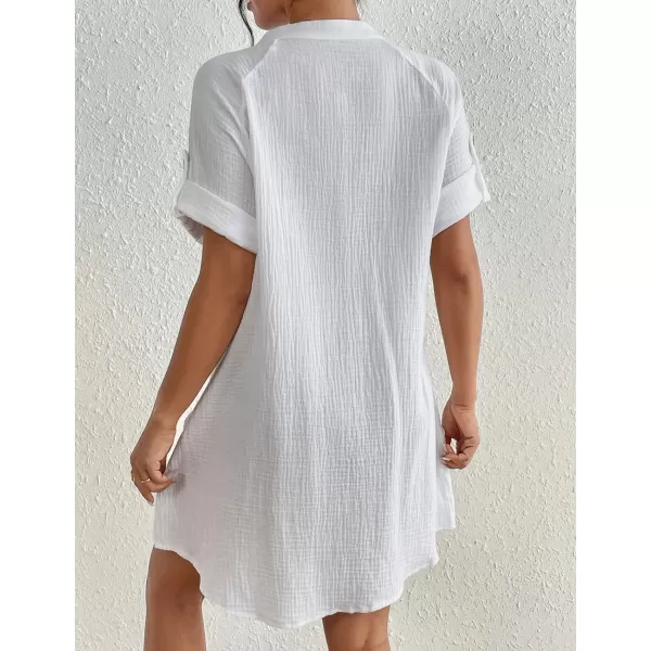 Bsubseach Cotton Swimsuit Cover Up for Women Button Down Bikini Coverups Beach Dress