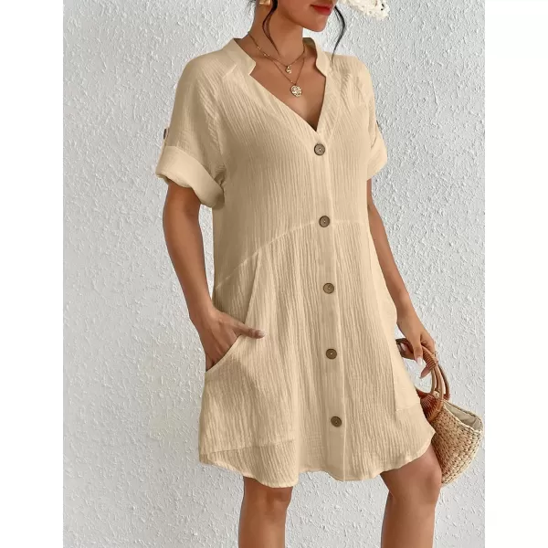 Bsubseach Cotton Swimsuit Cover Up for Women Button Down Bikini Coverups Beach Dress