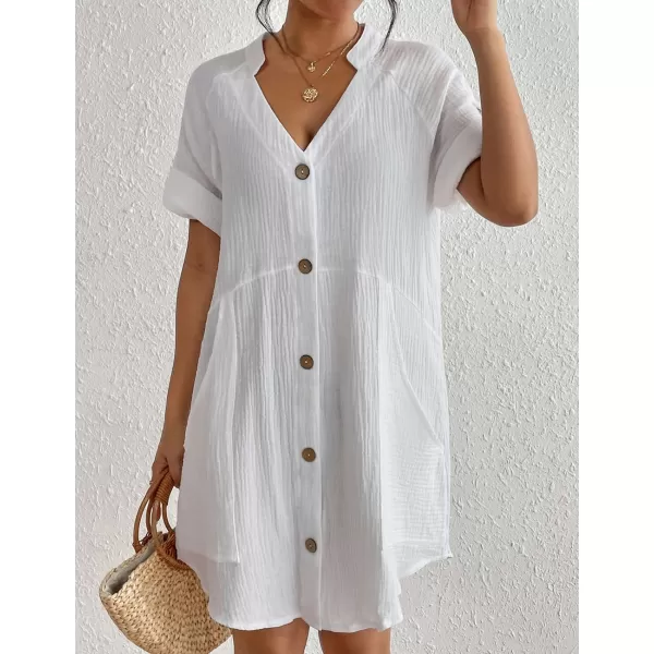 Bsubseach Cotton Swimsuit Cover Up for Women Button Down Bikini Coverups Beach Dress