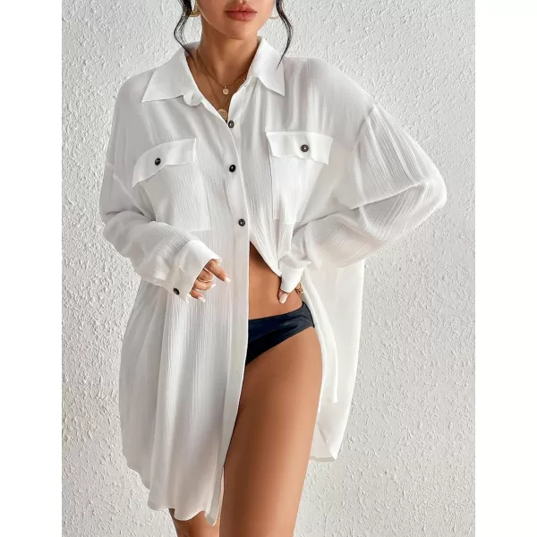 Bsubseach Cover Up Shirts for Women Button Down Swim Coverup Beach Casual Blouse Tops