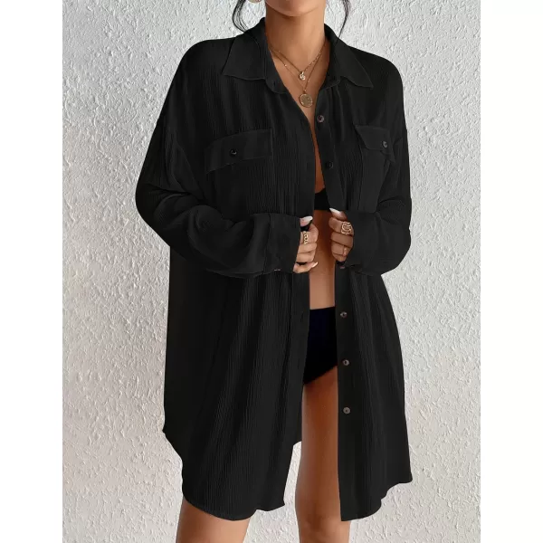 Bsubseach Cover Up Shirts for Women Button Down Swim Coverup Beach Casual Blouse Tops