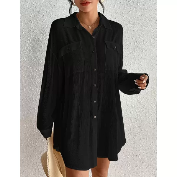 Bsubseach Cover Up Shirts for Women Button Down Swim Coverup Beach Casual Blouse Tops