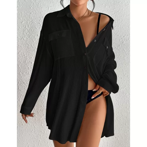 Bsubseach Cover Up Shirts for Women Button Down Swim Coverup Beach Casual Blouse Tops