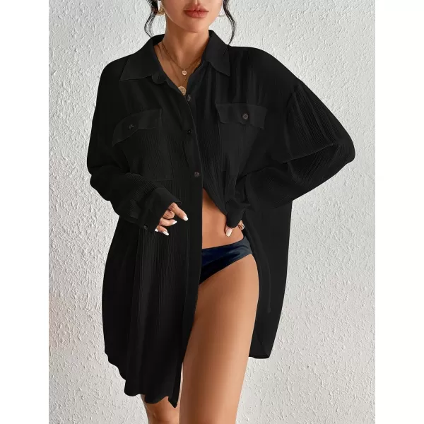 Bsubseach Cover Up Shirts for Women Button Down Swim Coverup Beach Casual Blouse Tops