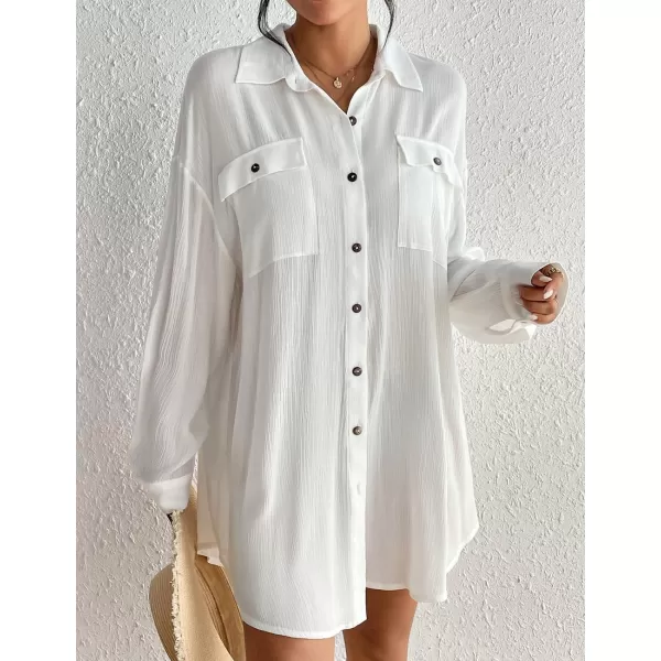 Bsubseach Cover Up Shirts for Women Button Down Swim Coverup Beach Casual Blouse Tops