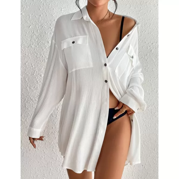 Bsubseach Cover Up Shirts for Women Button Down Swim Coverup Beach Casual Blouse Tops