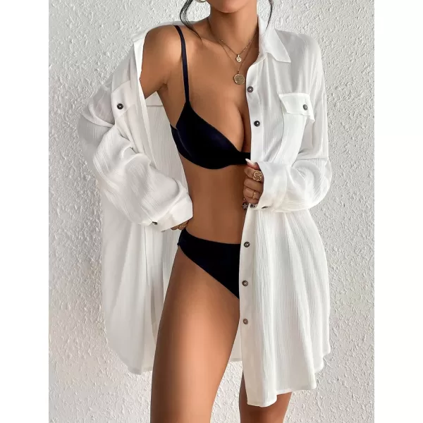 Bsubseach Cover Up Shirts for Women Button Down Swim Coverup Beach Casual Blouse Tops