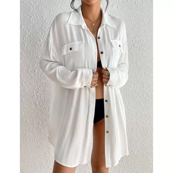 Bsubseach Cover Up Shirts for Women Button Down Swim Coverup Beach Casual Blouse Tops