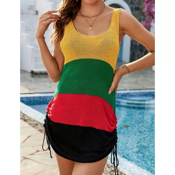 Bsubseach Crochet Cover Up for Swimwear Women Knit Beach Tank Dress Hollow Out Bathing Suit Cover Ups