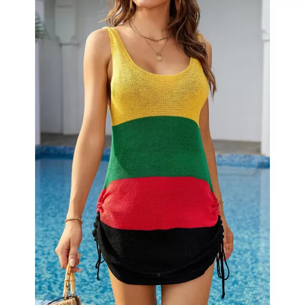 Bsubseach Crochet Cover Up for Swimwear Women Knit Beach Tank Dress Hollow Out Bathing Suit Cover Ups