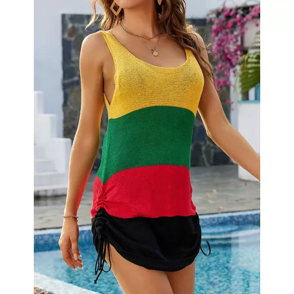 Bsubseach Crochet Cover Up for Swimwear Women Knit Beach Tank Dress Hollow Out Bathing Suit Cover Ups
