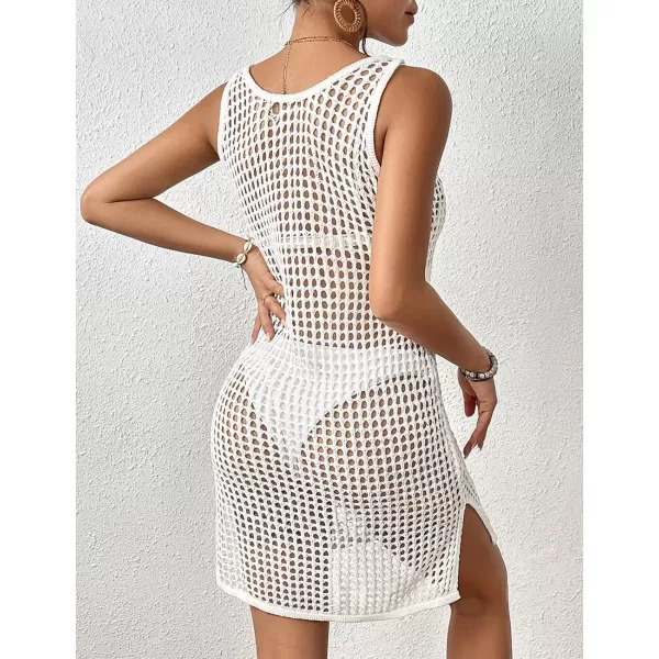 Bsubseach Crochet Cover Up for Swimwear Women Knit Beach Tank Dress Hollow Out Bathing Suit Cover Ups