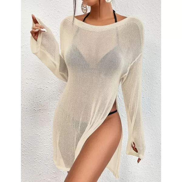 Bsubseach Crochet Cover Ups for Swimwear Women Beach Blouse Sheer Swim Coverups Mesh Knitted Dress