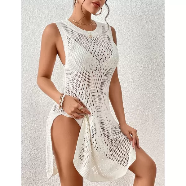 Bsubseach Crochet Cover Ups for Swimwear Women Hollow Out Sleeveless Swimsuit Cover Up Bikini Beach Dress