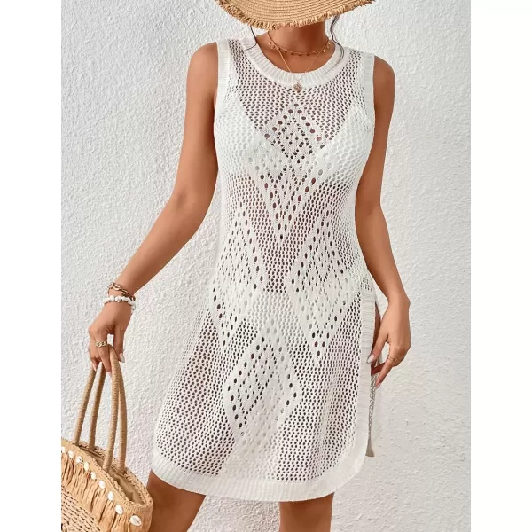 Bsubseach Crochet Cover Ups for Swimwear Women Hollow Out Sleeveless Swimsuit Cover Up Bikini Beach Dress