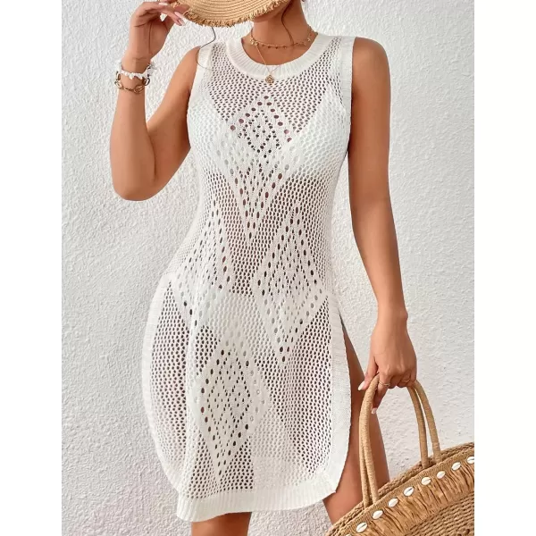 Bsubseach Crochet Cover Ups for Swimwear Women Hollow Out Sleeveless Swimsuit Cover Up Bikini Beach Dress