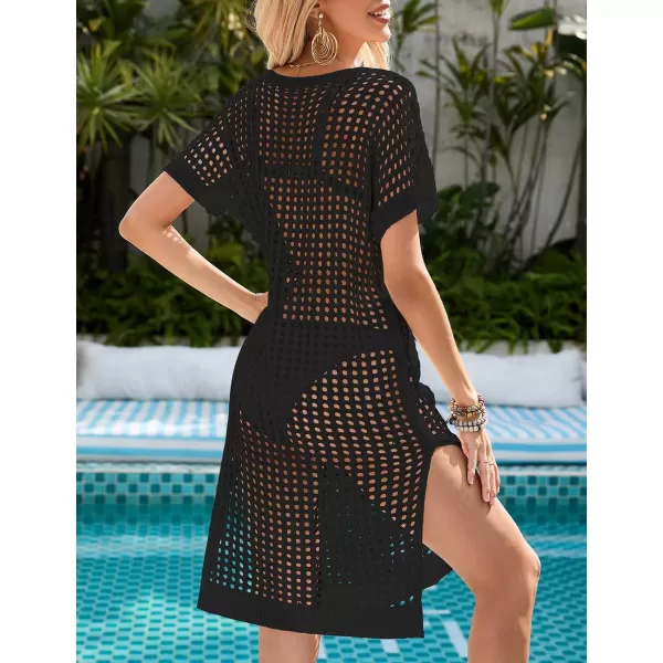 Bsubseach Crochet Cover Ups for Swimwear Women Side Split Pullover Beach Cover Up Dress