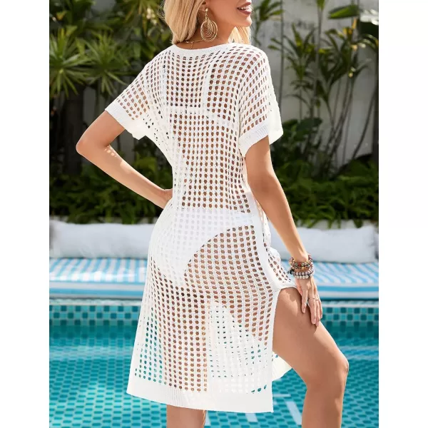 Bsubseach Crochet Cover Ups for Swimwear Women Side Split Pullover Beach Cover Up Dress