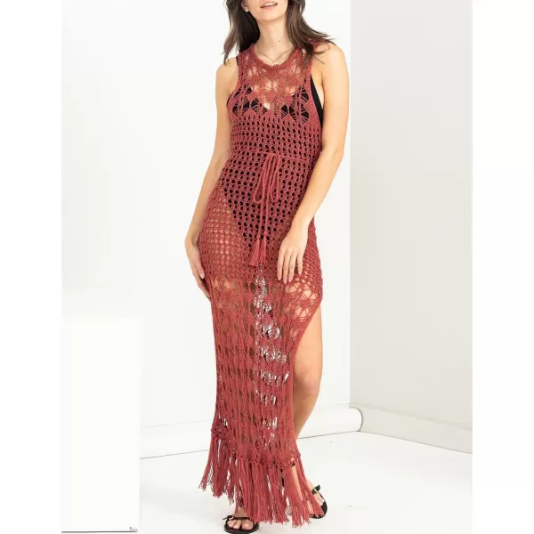 Bsubseach Crochet Cover Ups for Swimwear Women Sleeveless Knit Beach Dress Open Back Bathing Suit Coverup