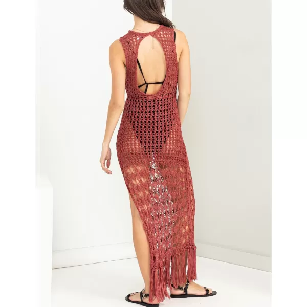 Bsubseach Crochet Cover Ups for Swimwear Women Sleeveless Knit Beach Dress Open Back Bathing Suit Coverup