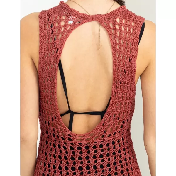 Bsubseach Crochet Cover Ups for Swimwear Women Sleeveless Knit Beach Dress Open Back Bathing Suit Coverup