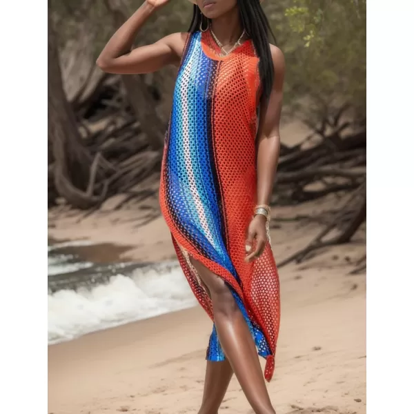 Bsubseach Crochet Cover Ups for Women Hollow Out Sleeveless Bikini Swimsuit Swimwear Side Split Long Beach Dresses