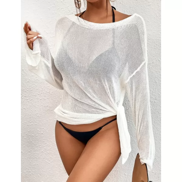 Bsubseach Crochet Cover Ups for Women Sheer Beach Tops Sexy Mesh Summer Outfit