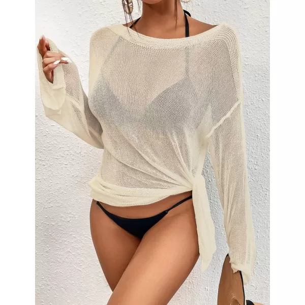 Bsubseach Crochet Cover Ups for Women Sheer Beach Tops Sexy Mesh Summer Outfit