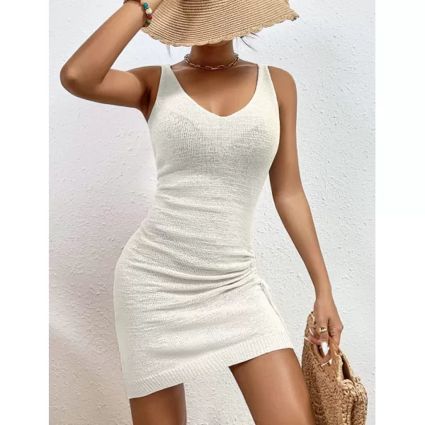 Bsubseach Crochet Coverups for Women Backless Knitted Cover Up Sleeveless Beach Tank Dress