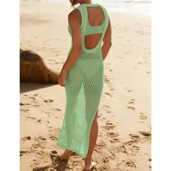 Bsubseach Crochet Swim Coverup Sleeveless Knitted Cover Up Dress