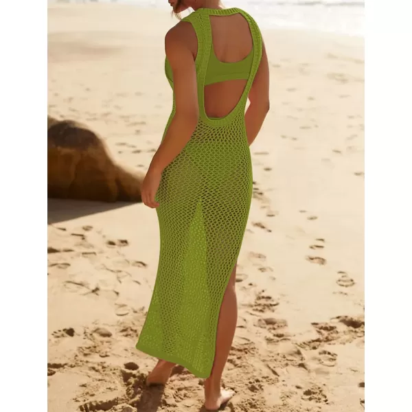 Bsubseach Crochet Swim Coverup Sleeveless Knitted Cover Up Dress