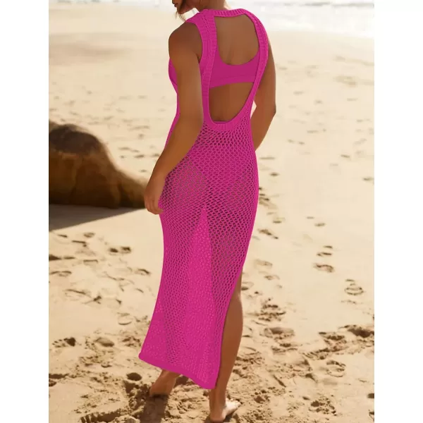 Bsubseach Crochet Swim Coverup Sleeveless Knitted Cover Up Dress