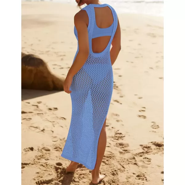 Bsubseach Crochet Swim Coverup Sleeveless Knitted Cover Up Dress