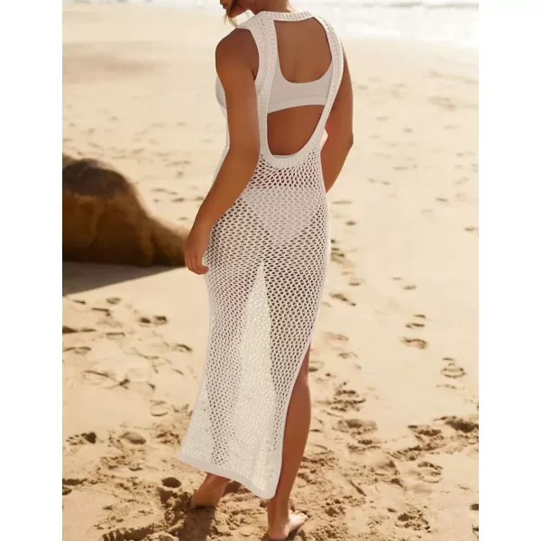Bsubseach Crochet Swim Coverup Sleeveless Knitted Cover Up Dress