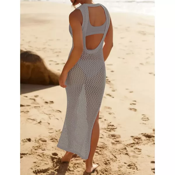 Bsubseach Crochet Swim Coverup Sleeveless Knitted Cover Up Dress