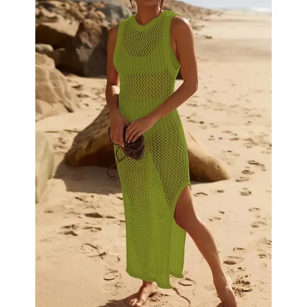 Bsubseach Crochet Swim Coverup Sleeveless Knitted Cover Up Dress