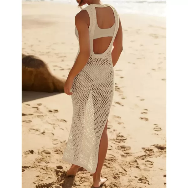 Bsubseach Crochet Swim Coverup Sleeveless Knitted Cover Up Dress
