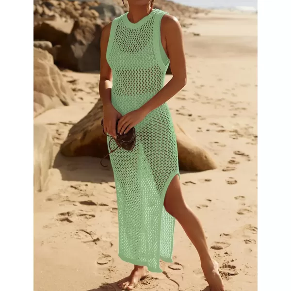 Bsubseach Crochet Swim Coverup Sleeveless Knitted Cover Up Dress