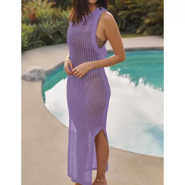 Bsubseach Crochet Swim Coverup Sleeveless Knitted Cover Up Dress