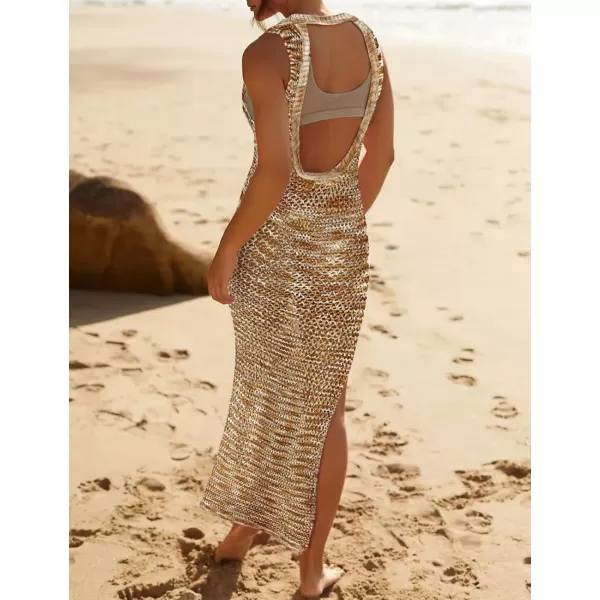 Bsubseach Crochet Swim Coverup Sleeveless Knitted Cover Up Dress