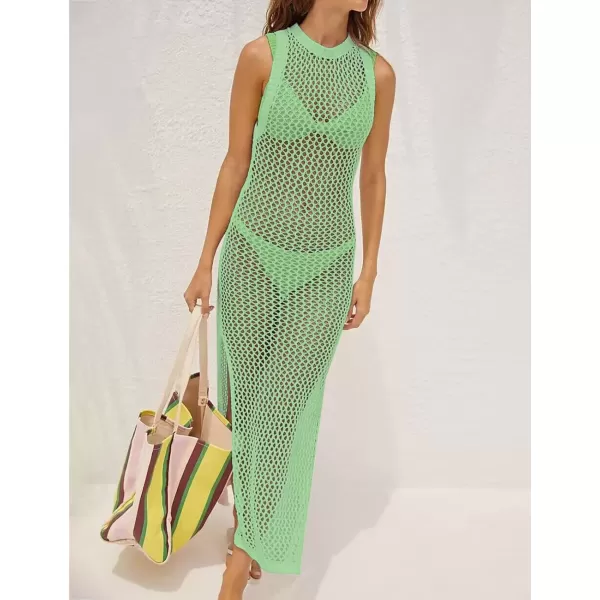Bsubseach Crochet Swim Coverup Sleeveless Knitted Cover Up Dress
