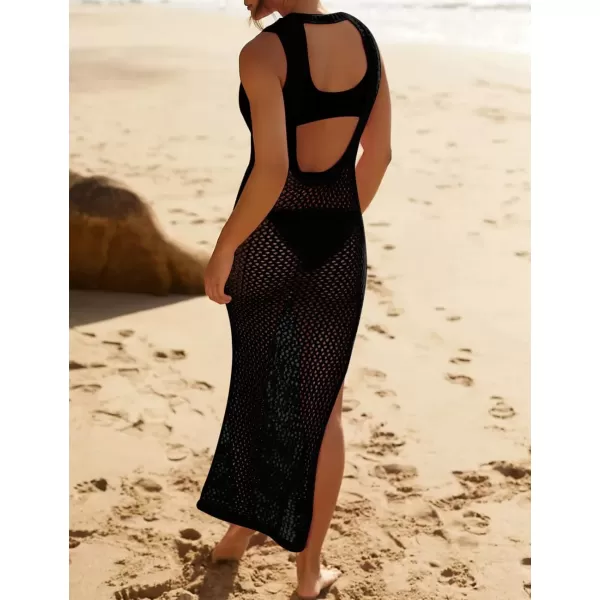 Bsubseach Crochet Swim Coverup Sleeveless Knitted Cover Up Dress