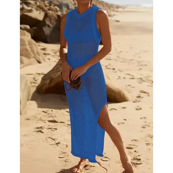 Bsubseach Crochet Swim Coverup Sleeveless Knitted Cover Up Dress