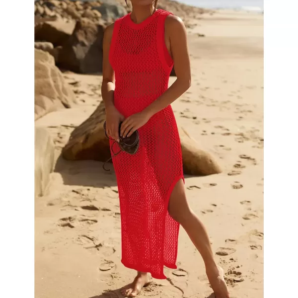 Bsubseach Crochet Swim Coverup Sleeveless Knitted Cover Up Dress