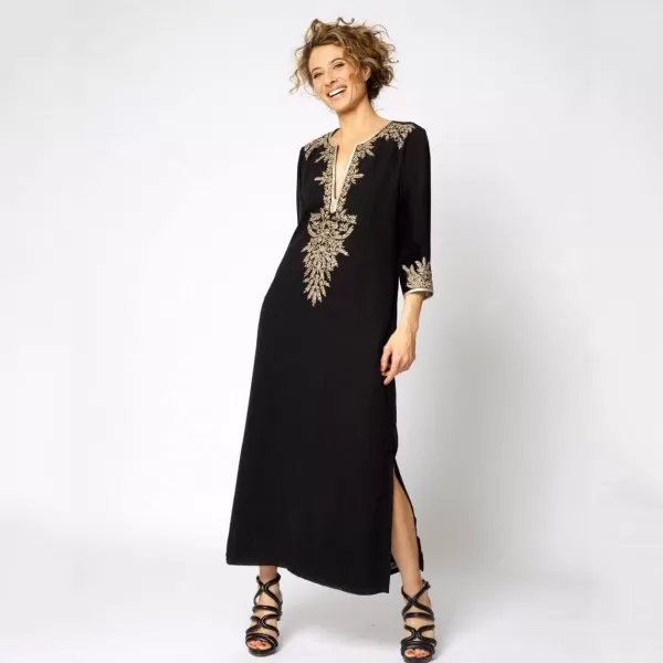 Bsubseach Embroidery Beach Kaftan Dress for Women Short Sleeve Bikini Swimsuit Cover Up