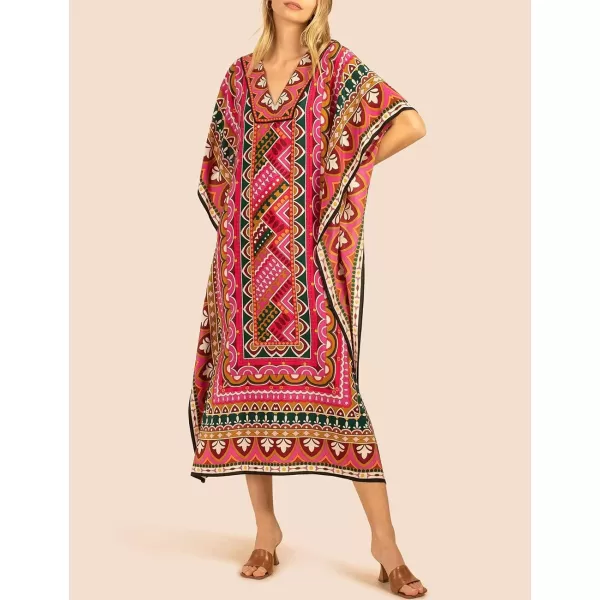 Bsubseach Ethnic Kaftan Dresses for Women Swimsuit Cover Up Resort Wear Printed Dress