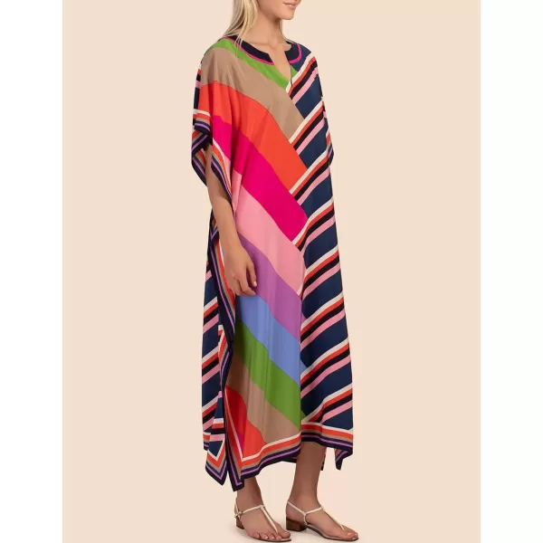 Bsubseach Ethnic Kaftan Dresses for Women Swimsuit Cover Up Resort Wear Printed Dress