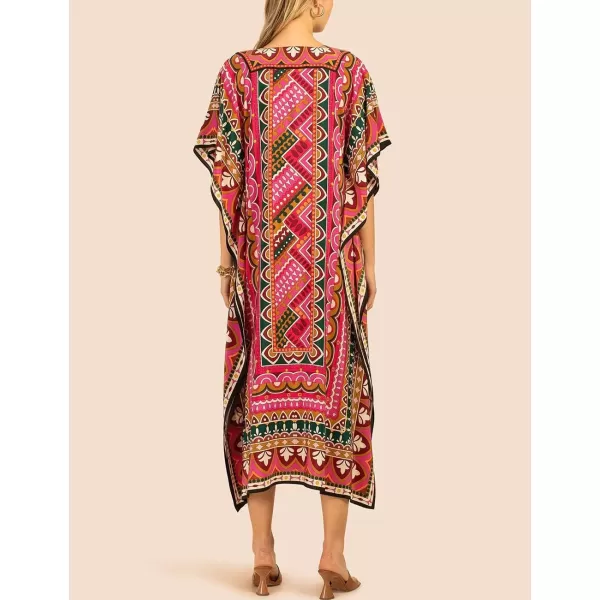 Bsubseach Ethnic Kaftan Dresses for Women Swimsuit Cover Up Resort Wear Printed Dress