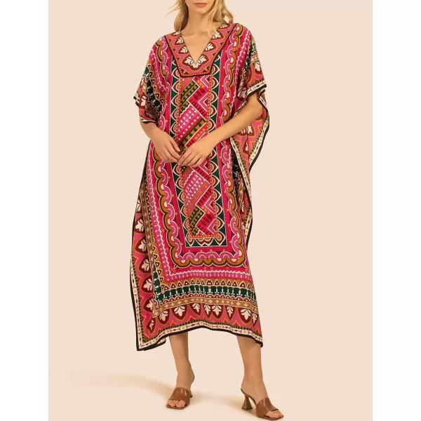 Bsubseach Ethnic Kaftan Dresses for Women Swimsuit Cover Up Resort Wear Printed Dress